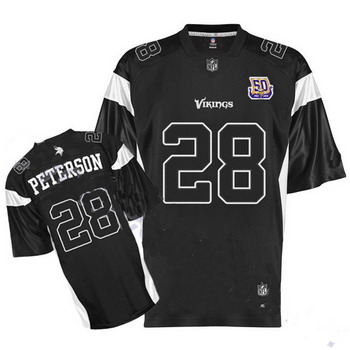Cheap Minnesota Vikings Adrian Peterson 28 Black Jersey 50th Anniversary Patch For Sale
