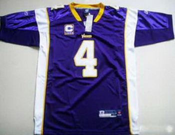 Cheap Minnesota Vikings 4 Brett Favre team color purple C patch jerseys For Sale