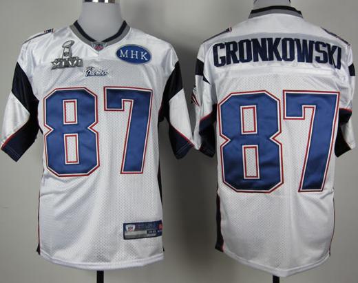 Cheap New England Patriots 87 Rob Gronkowski White 2012 Super Bowl XLVI NFL Jersey MHK Patch For Sale