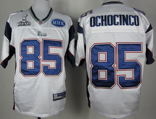 Cheap New England Patriots 85 Chad Ochocinco White 2012 Super Bowl XLVI NFL Jersey MHK Patch For Sale