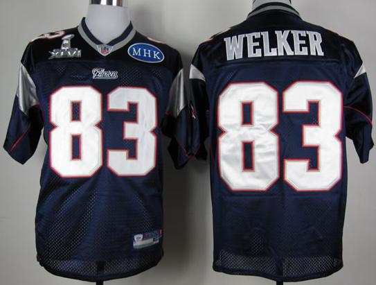 Cheap New England Patriots 83 Wes Welker Blue 2012 Super Bowl XLVI NFL Jersey MHK Patch For Sale