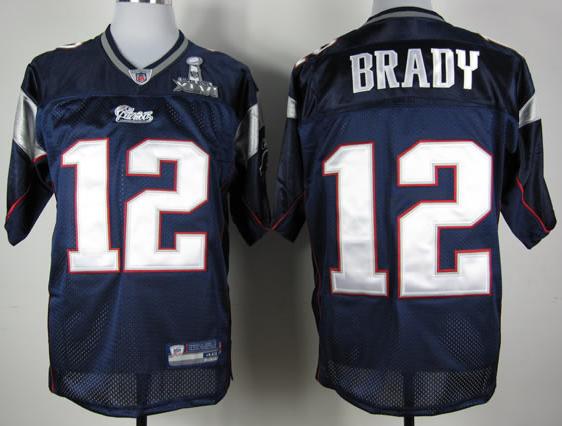 Cheap New England Patriots 12 Tom Brady Blue 2012 Super Bowl XLVI NFL Jersey For Sale