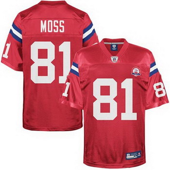 New England Patriots 81 Randy Moss AFL 50th Red Jersey