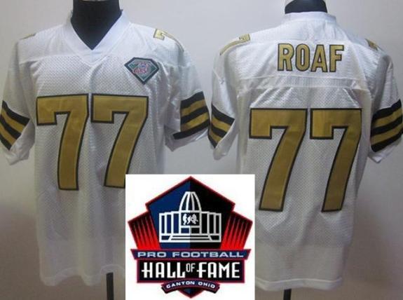 2012 Hall of Fame New Orleans Saints #77 Willie Roaf White Throwback Jerseys