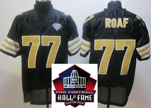 2012 Hall of Fame New Orleans Saints #77 Willie Roaf Black Throwback Jerseys