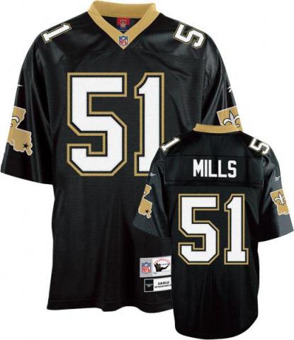 New Orleans Saints 51 Sam Mills Black 1987 Throwback NFL Jersey