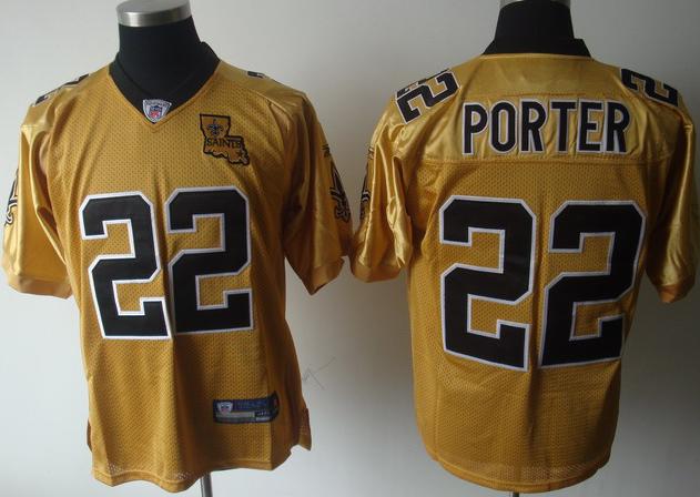 New Orleans Saints 22 Tracy Porter Gold Louisiana Patch Jersey
