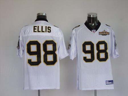 Cheap New Orleans Saints 98 Sedrick Ellis white Champions patch For Sale