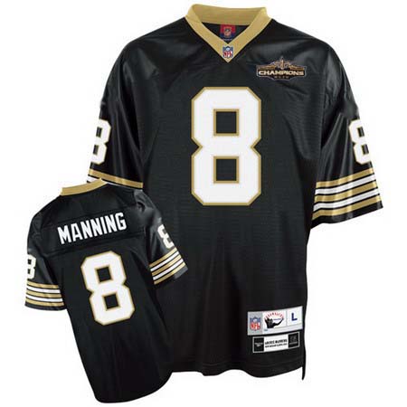 Cheap New Orleans Saints 8 black Manning throwback Jerseys Champions patch For Sale