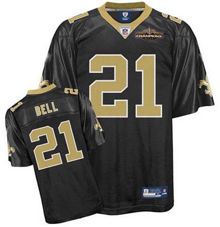 Cheap New Orleans Saints 21 Mike Bell black Jersey Champions patch For Sale