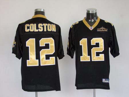 Cheap New Orleans Saints 12 Maques Colston Black Champions patch Jerseys For Sale