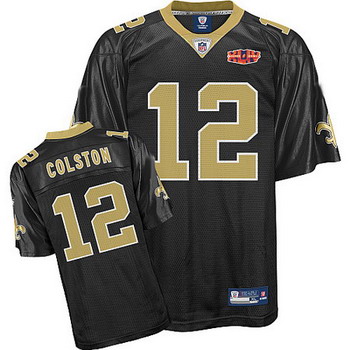 Cheap New Orleans Saints 12 Marques Colston Super Bowl XLIV Black Jersey For Sale