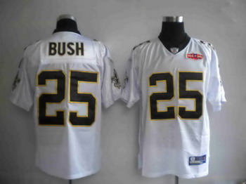 2010 Super bowl New Orleans Saints 25 Reggie Bush white Jerseys