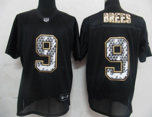 Cheap New Orleans Saints 9 Drew Brees Black United Sideline Jerseys For Sale