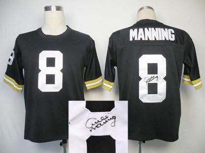 Cheap New Orleans Saints 8 Archie Manning Black Throwback M&N Signed NFL Jerseys For Sale