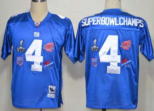 Cheap New York Giants 4 Superbowl Champs Blue NFL Jersey For Sale