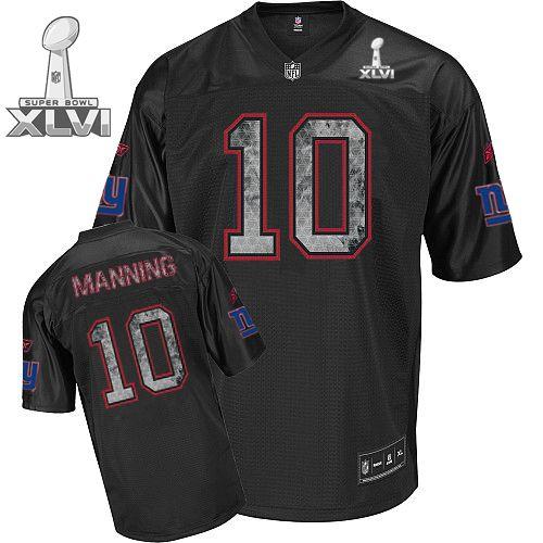 Cheap New York Giants #10 Eli Manning Sideline Black United 2012 Super Bowl XLVI NFL Jersey For Sale