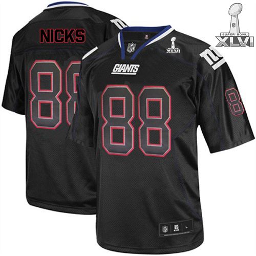 Cheap New York Giants #88 Hakeem Nicks Lights Out Black 2012 Super Bowl XLVI NFL Jersey For Sale