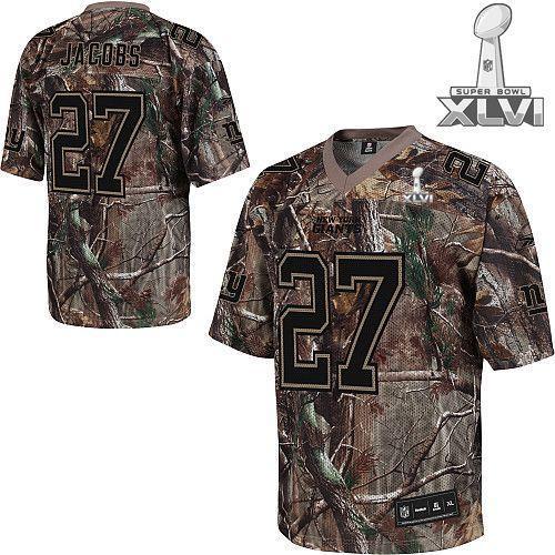 Cheap New York Giants #27 Brandon Jacobs Camo Realtree 2012 Super Bowl XLVI NFL Jersey For Sale