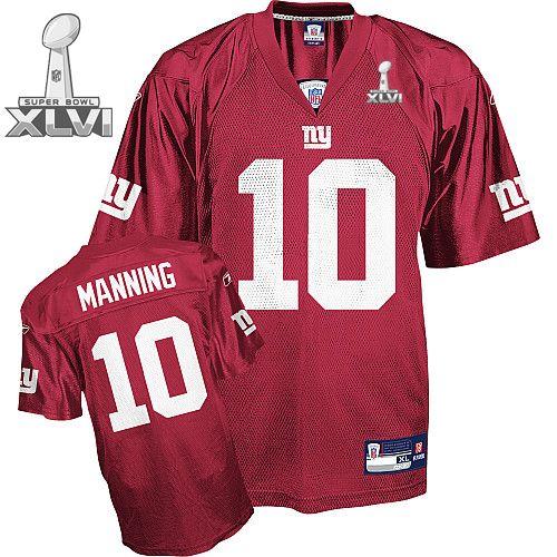 Cheap New York Giants #10 Eli Manning Red QB Practice 2012 Super Bowl XLVI NFL Jersey For Sale