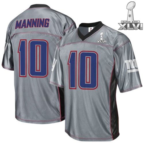 Cheap New York Giants #10 Eli Manning Grey Shadow 2012 Super Bowl XLVI NFL Jersey For Sale