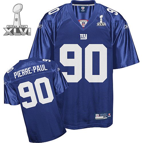 Cheap New York Giants #90 Jason Pierre-Paul Blue 2012 Super Bowl XLVI NFL Jersey For Sale