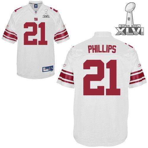 Cheap New York Giants #21 Kenny Phillips White 2012 Super Bowl XLVI NFL Jersey For Sale