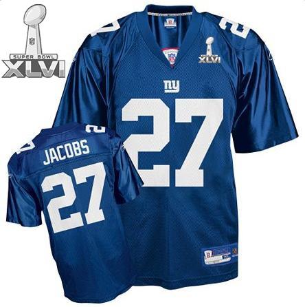 Cheap New York Giants #27 Brandon Jacobs Blue 2012 Super Bowl XLVI NFL Jersey For Sale