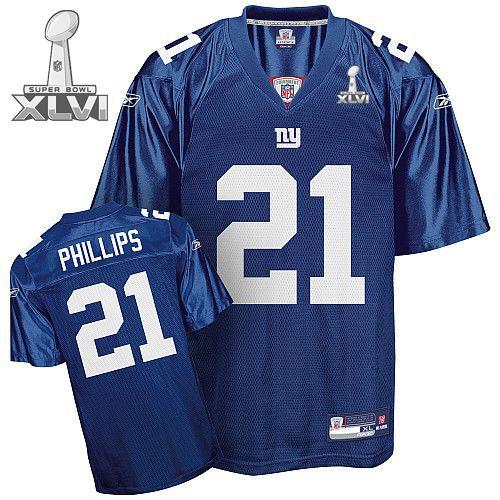 Cheap New York Giants #21 Kenny Phillips Blue 2012 Super Bowl XLVI NFL Jersey For Sale
