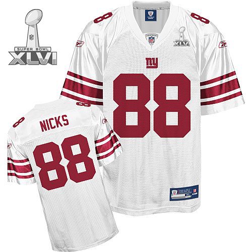 Cheap New York Giants #88 Hakeem Nicks White 2012 Super Bowl XLVI NFL Jersey For Sale