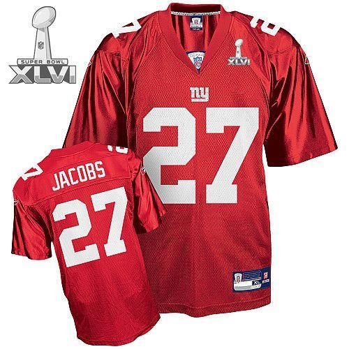 Cheap New York Giants #27 Brandon Jacobs Red 2012 Super Bowl XLVI NFL Jersey For Sale