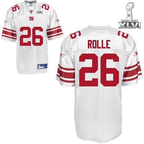 Cheap New York Giants #26 Antrel Rolle White 2012 Super Bowl XLVI NFL Jersey For Sale