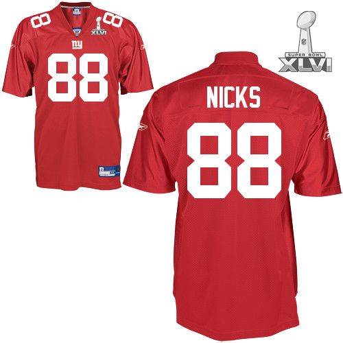 Cheap New York Giants #88 Hakeem Nicks Red 2012 Super Bowl XLVI NFL Jersey For Sale