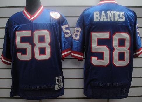 New York Giants 58 Banks Blue M&N Jerseys