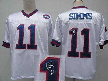 Cheap New York Giants 11 Phil Simms White Throwback M&N Signed NFL Jerseys For Sale