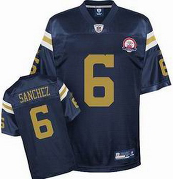 New York Jets 6 Mark Sanchez Team blue 50th