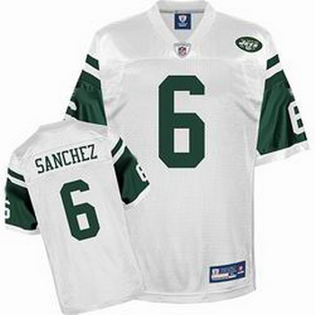 Cheap ebok New York Jets 6 Mark Sanchez White Jersey For Sale