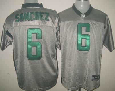 Cheap New York Jets 6 Mark Sanchez Gray Shadow Jerseys For Sale