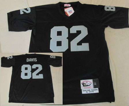 Oakland Raiders 82 Davis Black Throwback Jerseys