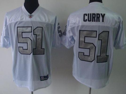 Cheap Oakland Raiders 51 Aaron Curry White NFL Jerseys Silver Number For Sale