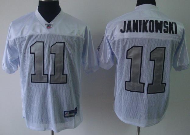 Okaland Raiders 11 Sebastian Janikowski White NFL Jersey Silver Number
