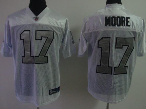 Oakland Raiders 17 Moore White NFL Jerseys Silver Number