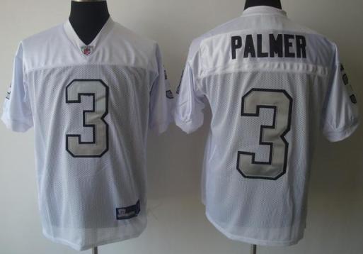 Oakland Raiders 3 Palmer White NFL Jerseys Siver Number