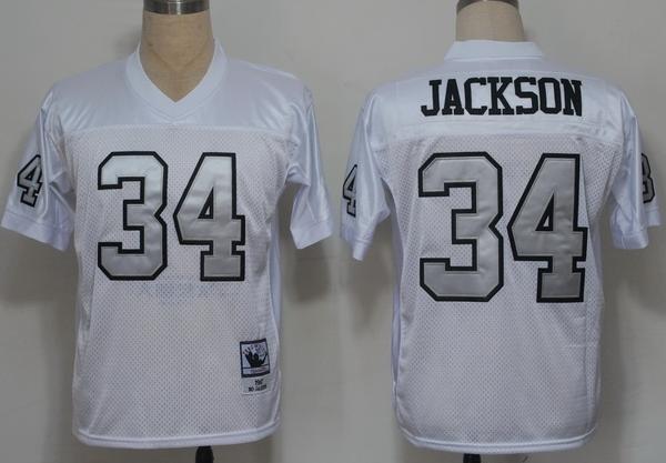 Oakland Raiders 34 Bo Jackson White(Silver Number)NFL Jerseys
