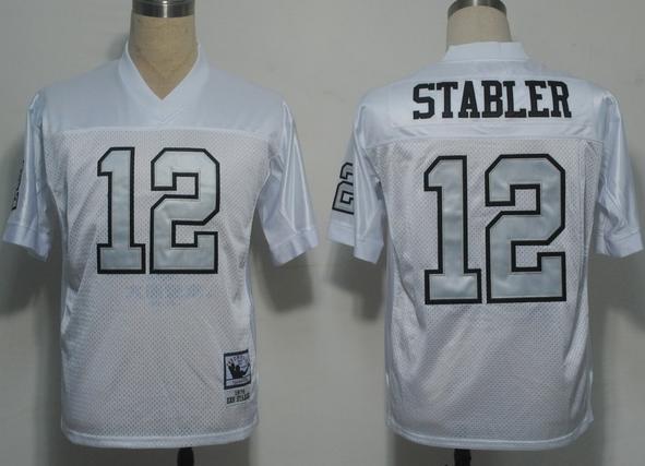 Cheap Oakland Raiders 12 Ken Stabler White(Silver Number)NFL Jerseys For Sale