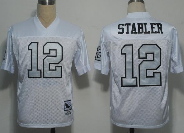 Oakland Raiders 12 Ken Stabler White(Silver Number)NFL Jerseys