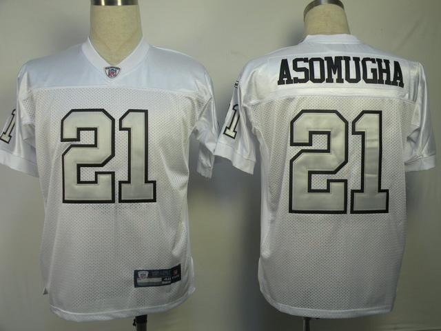 Oakland Raiders 21 Asomugha White Silver Number Jersey Oakland Raiders 21 Asomugha White Silver Number Jersey