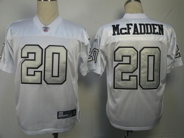 Oakland Raiders 20 McFadden White Silver Number Jersey Oakland Raiders 20 McFadden White Silver Number Jersey