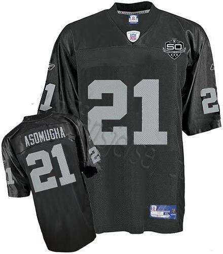 Oakland Raiders 21 Asomugha 50th Anniversary Black Jersey