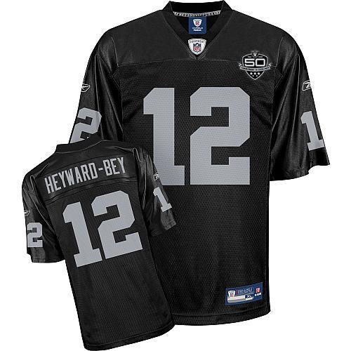 Oakland Raiders 12 Heyward-Bey 50th Anniversary Black Jersey